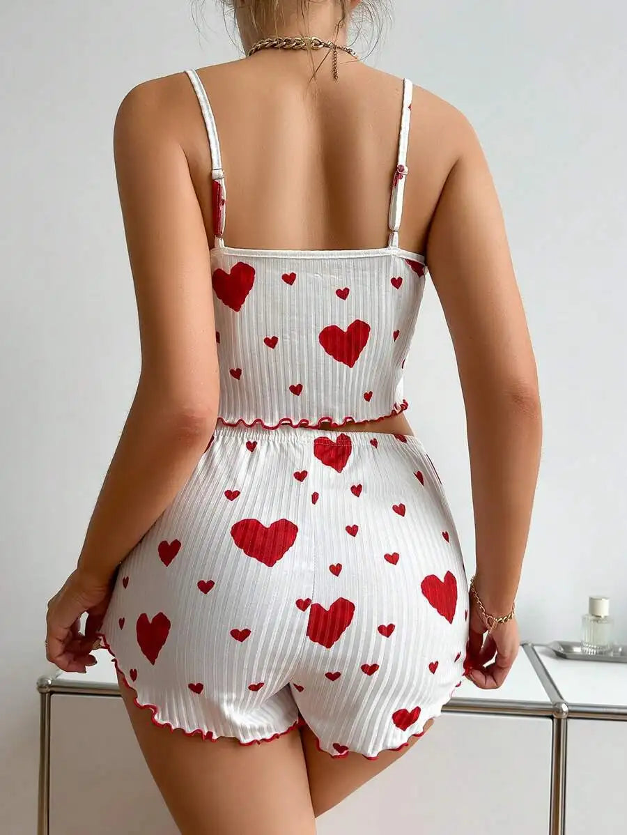 Sweet Dreams – Heart Print Pajama Set