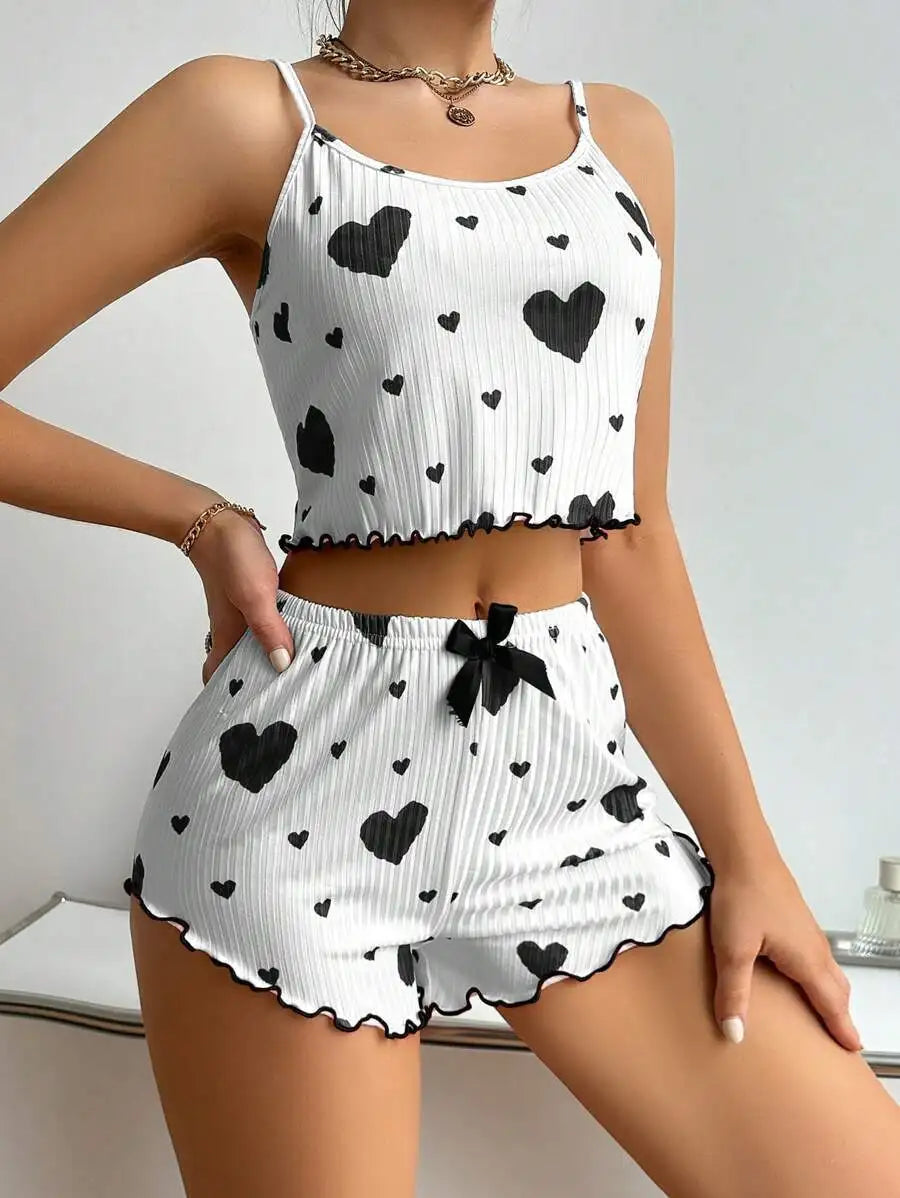 Sweet Dreams – Heart Print Pajama Set