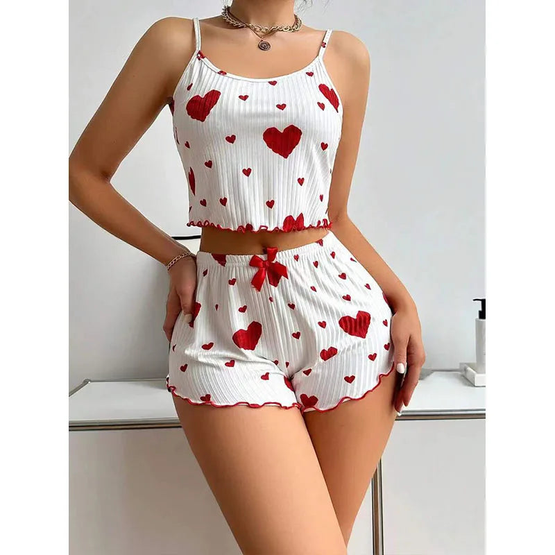 Sweet Dreams – Heart Print Pajama Set
