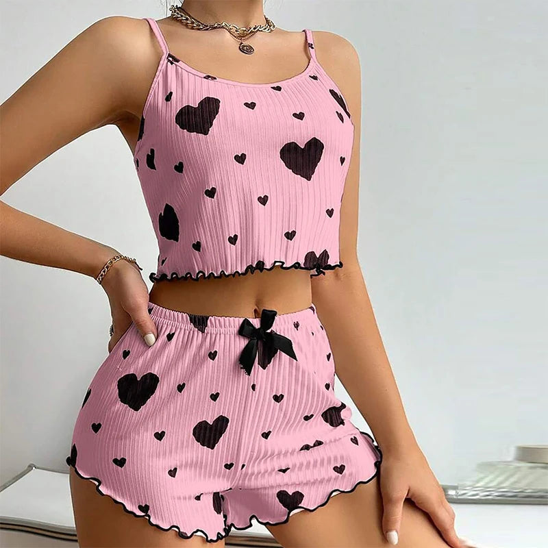 Sweet Dreams – Heart Print Pajama Set